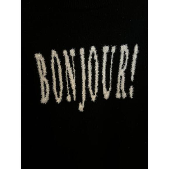 CLOSET CLOSING! LAST CHANCE NWOT A New Day Black Sweater with 'BONJOUR' Graphic - Picture 2 of 6